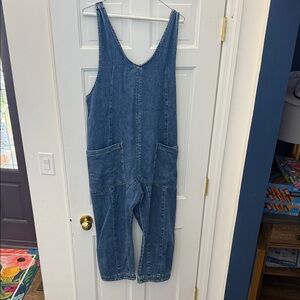 Free People Blue Denim Overalls